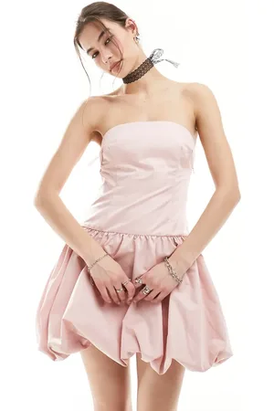 Motel Puffball bandeau mini dress in baby