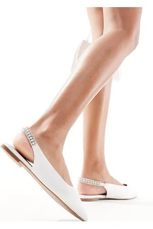 London Rebel Bridal embellished flat shoes in ivory satin