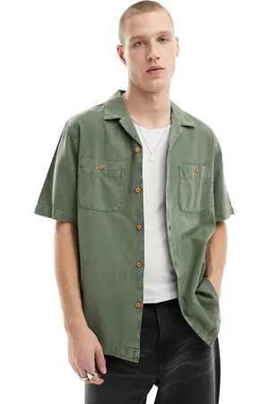 Cotton On Cotton On contrast sleeve sage short sleeve utility shirt