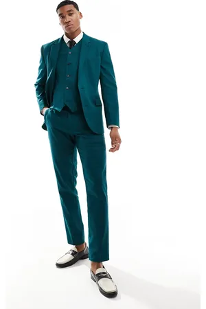 ASOS Slim linen mix suit pants in teal