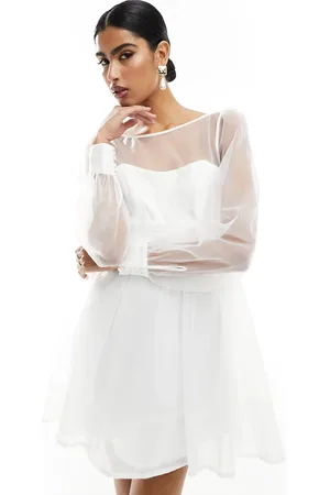 EVER NEW Bridal organza bow back mini dress in ivory
