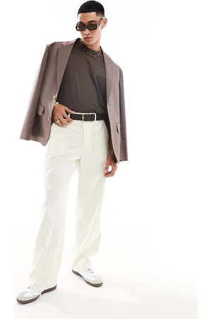 ASOS Smart extreme wide leg linen blend pants in ecru