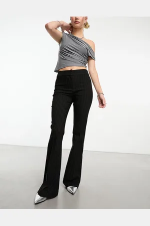 COLLUSION Mid rise extreme flare pants in pinstripe