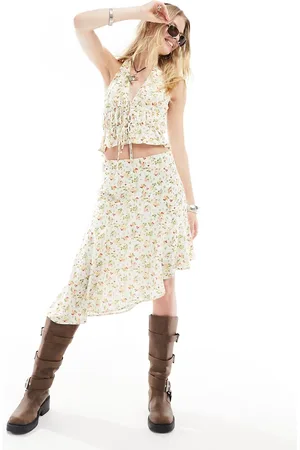 Kiss The Sky Chintz floral asymmetric midi skirt in - part of a set