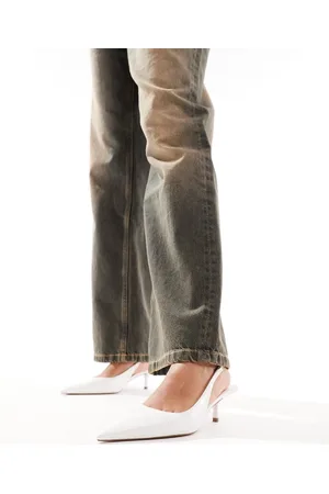 ASOS Sharp slingback chain detail kitten heel shoes in