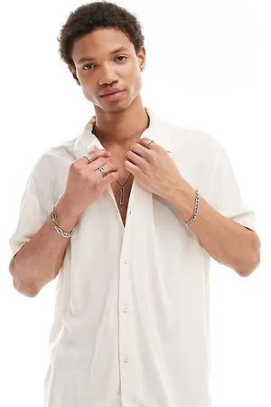 Reclaimed Viscose camp collar shirt in ecru