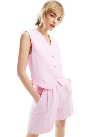Glamorous Fitted waist coat in white stripe - part of a set