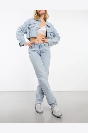 Monki Moop low rise straight leg jeans in cloud