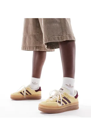adidas Gazelle Bold sneakers with gum sole in and burgundy