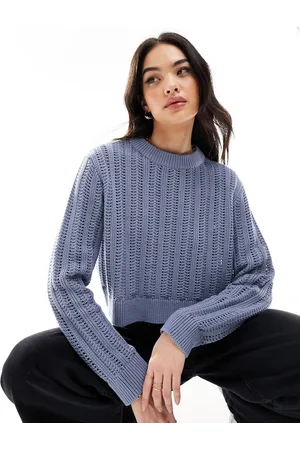 ASOS Crew neck crop sweater in open stitch in