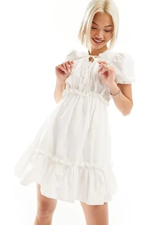Urban Revivo Tie-detail ruffle mini dress in