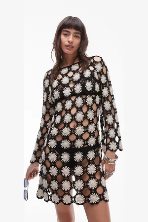 Topshop Premium knit hand crochet mini dress in