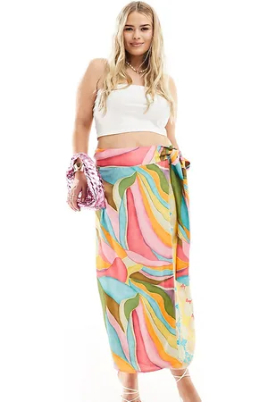 Never Fully Dressed Jaspre wrap midaxi skirt in abstract print
