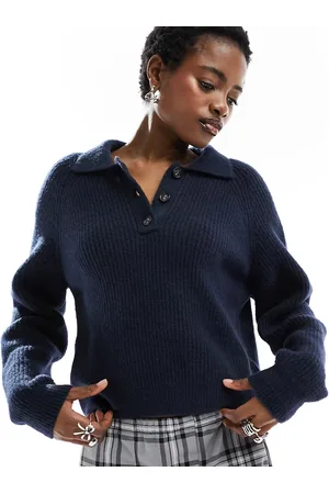 Monki Knit polo collar sweater in