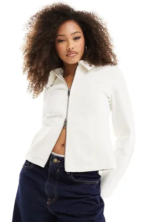 Weekday Jyn distressed twill jacket in white