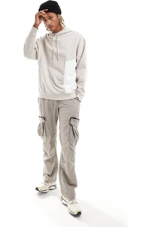 ASOS Oversized hoodie with nylon pocket in beige