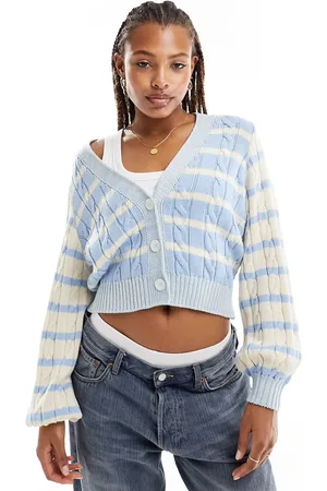 ASOS Knit cable cardigan in and cream stripe