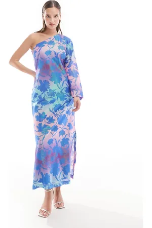 Closet One shoulder midi dress in metallic ombre floral