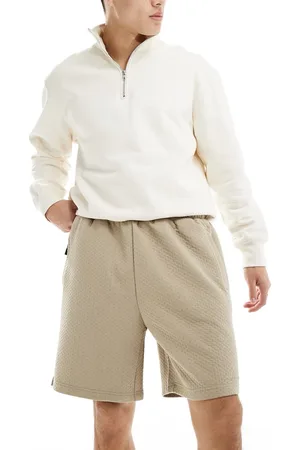 River Island Textured shorts in medium stone