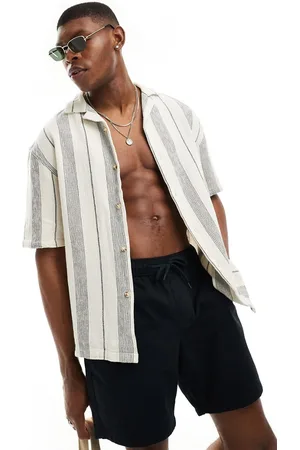 Pull&Bear Vertical stripe shirt in ecru
