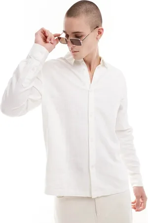 Weekday Relaxed fit linen blend shirt in off