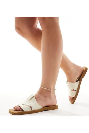 Public Desire Lyra crossover flat sandals in cream