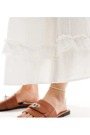 Public Desire Radiance slides with hardware in tan