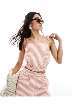 ASOS Crop top with tie detail in stripe - part of a set