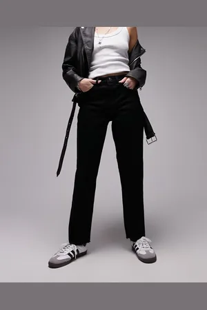Topshop Cropped mid rise straight jeans with raw hems in
