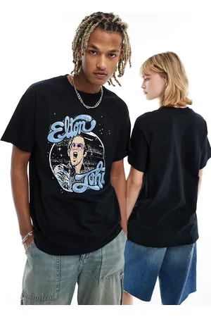 Reclaimed Unisex Elton John licensed T-shirt in