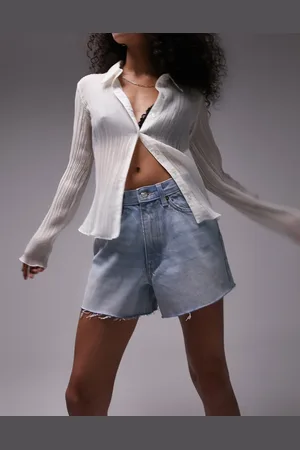 Topshop Denim a line mom shorts in bleach