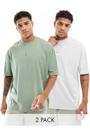 ASOS 2 pack oversized T-shirts in gray and green