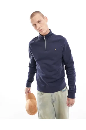 Farah Jim half zip sweat in blue