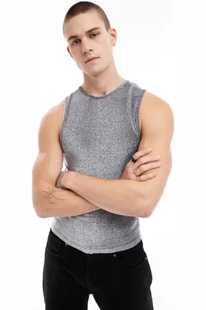ASOS Muscle fit tank top in glitter fabric