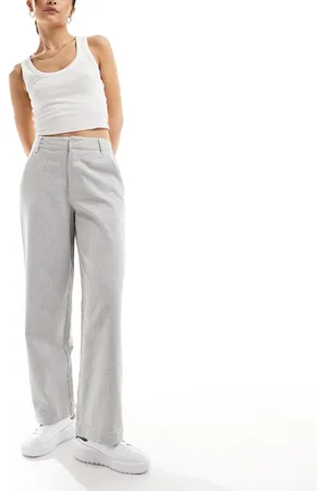 ASOS Structured barrel leg pants in gray stripe
