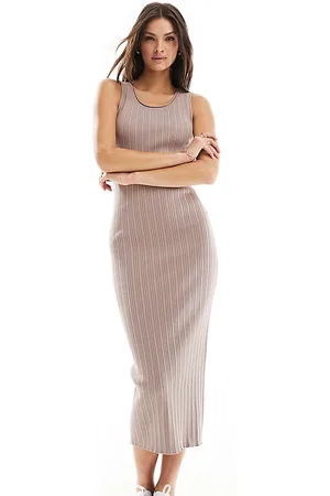 ASOS ASOS DESIGN Tall knit tank midaxi dress in taupe