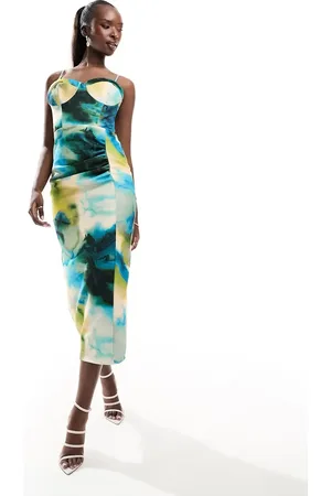 True Violet Corset bandeau midaxi dress in floral