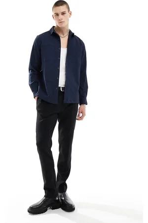 ASOS Wavy textured overshirt in navy