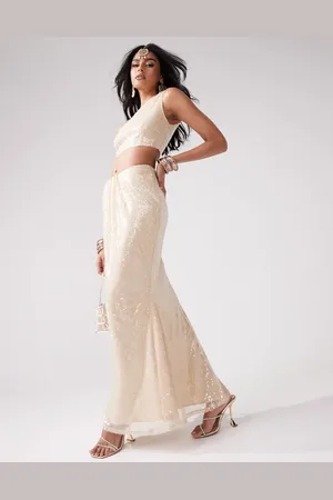 Kanya London Lehenga sequin drape skirt in champagne - part of a set