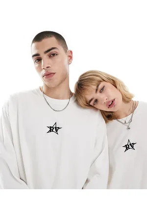 Reclaimed Unisex long sleeve top with star logo embroidery in