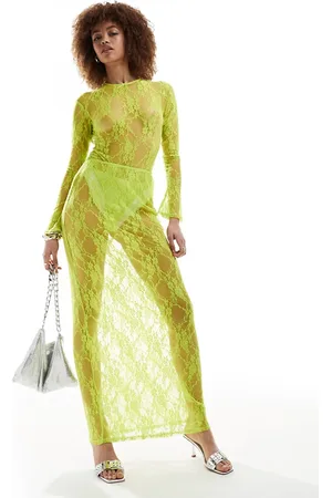 Annorlunda Bow detail maxi skirt in lime - part of a set
