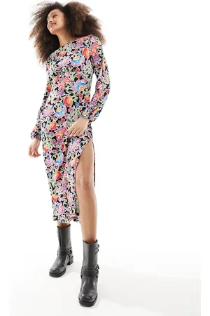 JDY Long sleeve maxi dress with multi colored flower