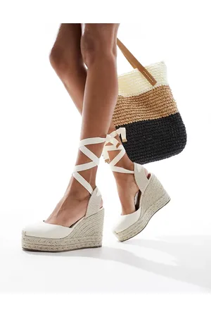 ASOS Tyra closed toe wedges in natural linen