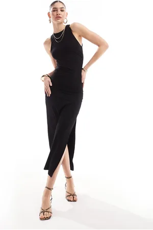 Bershka Racer neck slinky midaxi dress in