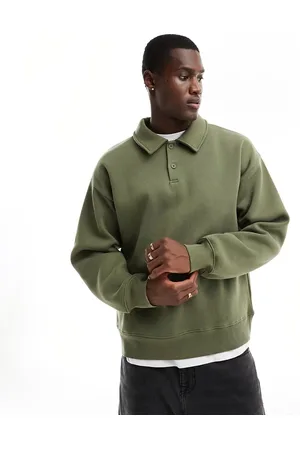 SELECTED Oversized polo sweater in khaki