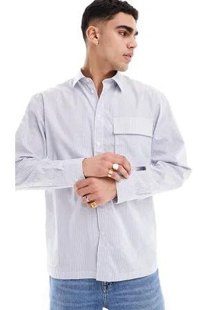 SELECTED Oversized poplin shirt in stripe