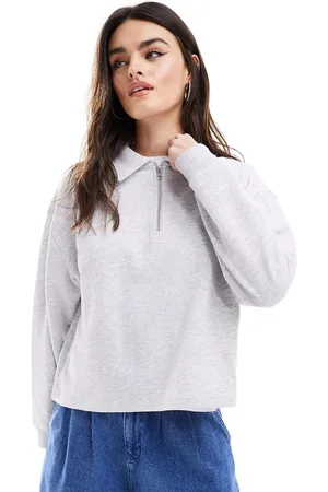 ASOS Half zip collared sweatshirt in ice heather