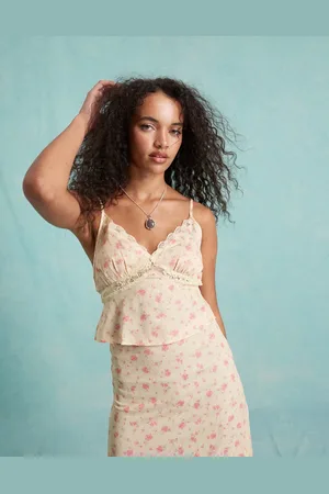 Miss Selfridge Western satin lace insert cami top in ditsy print - part of a set