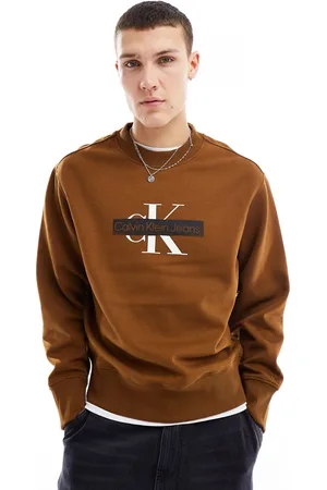 Calvin Klein Monogram logo stencil crew neck sweatshirt in