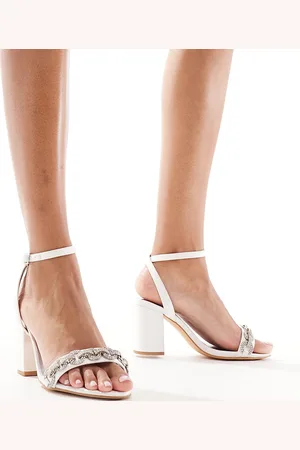 London Rebel Bridal diamante heel sandals in ivory